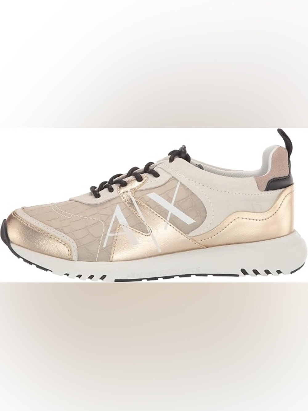 NWT Armani Exchange Metallic Gold and Beige Women Sneaker